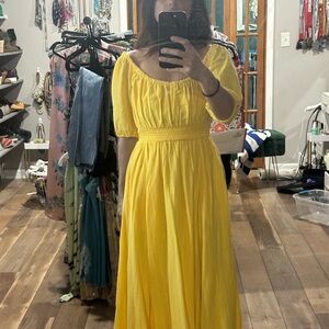 Boden Yellow Off-Shoulder Maxi Dress